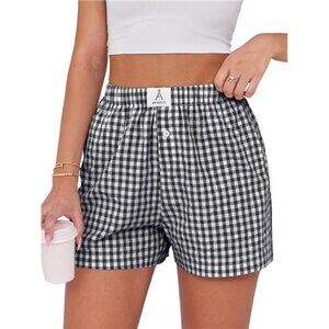 Women's Gingham Boxer Shorts – Soft Lounge & Sleep Shorts for Summer